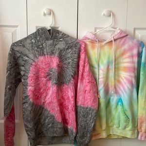 two tye-dye hoodies